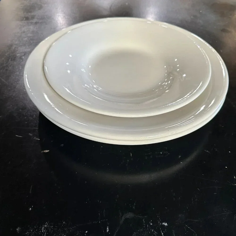 3 Pottery Barn Sausalito Plates - Dinner & Side/Soup/Rimmed Bowl White